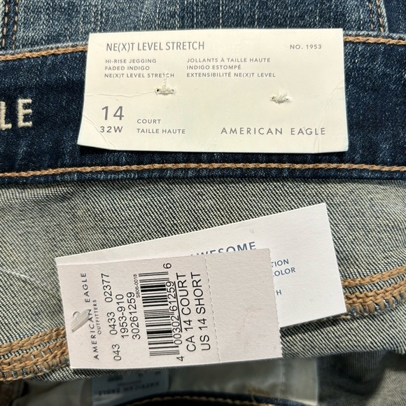 AMERICAN EAGLE Sz 14S High Rise Exposed Button Fly Distressed Jeans NEW - Picture 9 of 12
